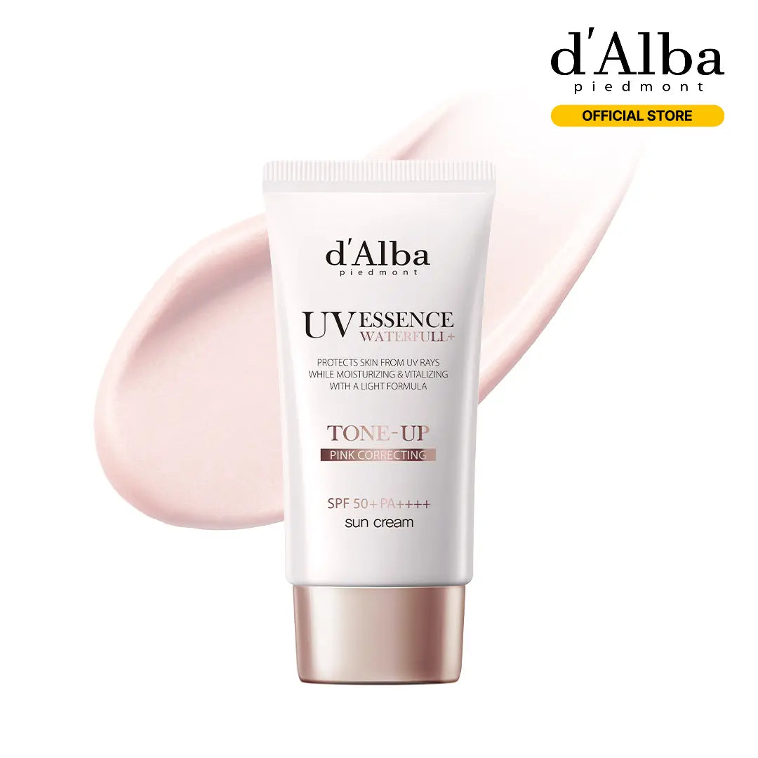 [OFFICIAL D'Alba] White Truffle Waterfull Tone up Sunscreen Serum - SPF 50+ Hydrating Korean Facial Sun Cream (1.69 Fl Oz) Lightweight Moisturizer