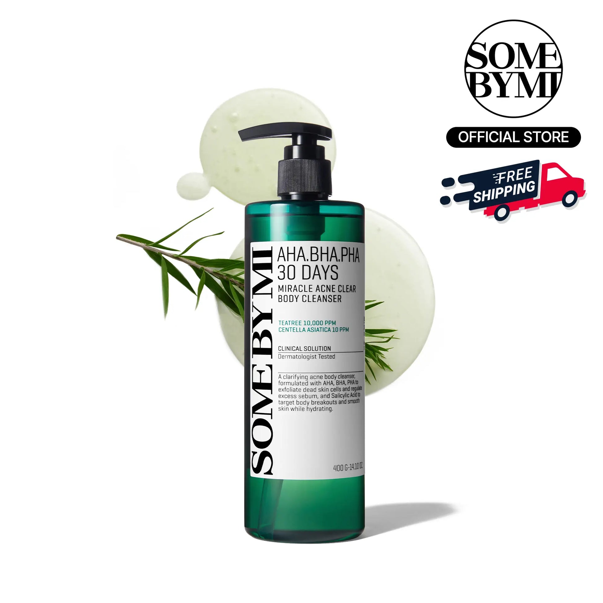 AHA BHA PHA 30 Days Miracle Acne Clear Body Cleanser 13.5Oz - Korean Skincare - Back Acne Treatment, Body Odor Control & Gentle Exfoliating Body Wash