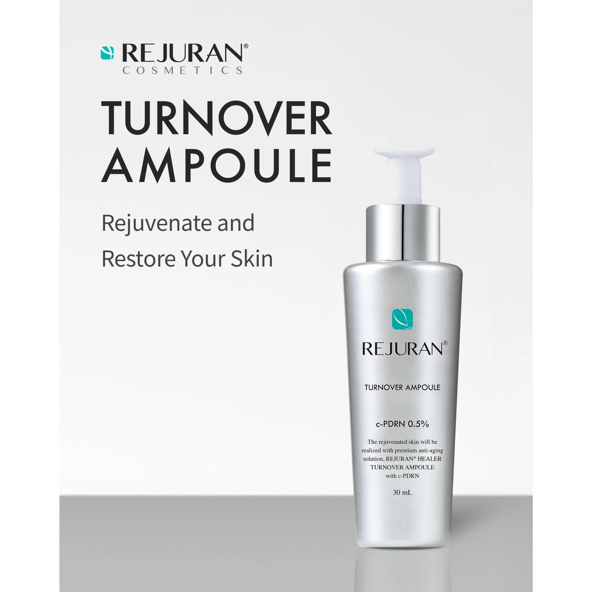 REJURAN Turnover Ampoule, C-Pdrn - Anti-Aging Face Serum for Firmness, Radiance, Youthful Skin, Korean Skin Care (1.01 Fl Oz)