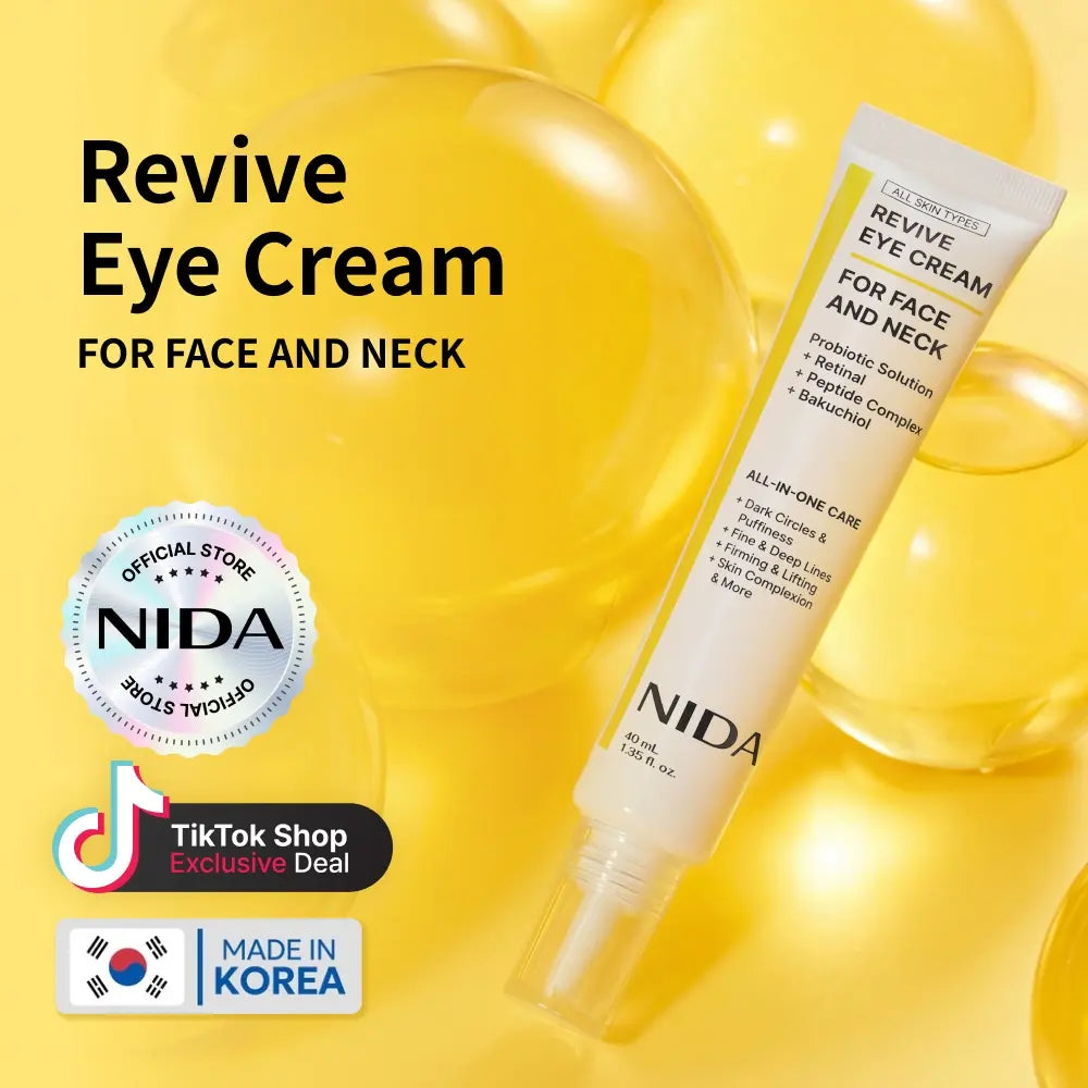 NIDA Revive Eye Cream for Face and Neck (40Ml) / Probiotic Solution, Retinal, Peptide / Wrinkles, Fine Lines, Aging Skin