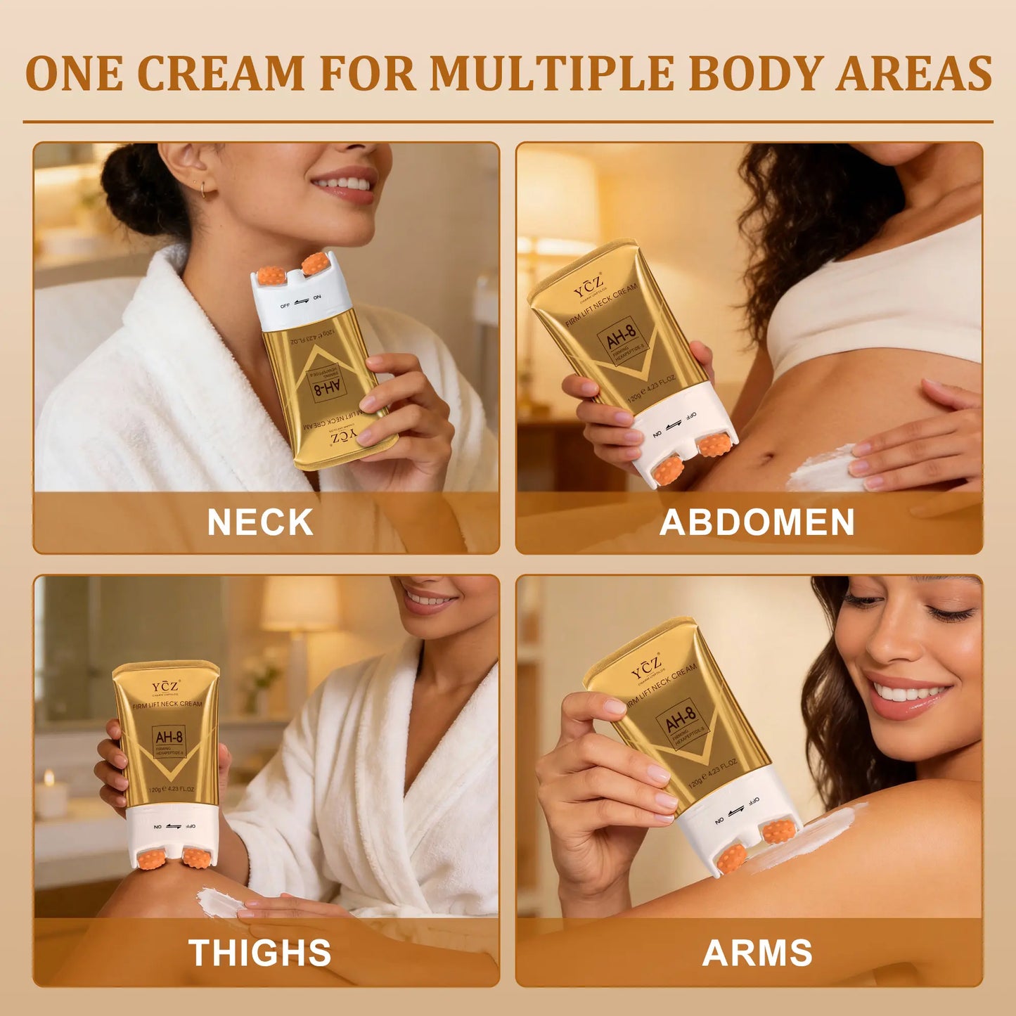 YCZ Neck Firming Cream, Upgraded Formula | Deep Moisturizing for Crepey Skin on Neck, Arms, Thighs & More | Cruelty-Free Skincare #Summervibes