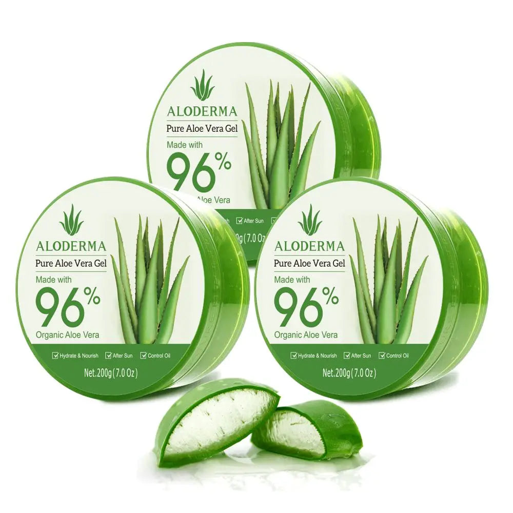 Aloderma Aloe Vera Gel Made within 12 Hours of Harvest with 96% Pure Organic Aloe Vera for Skin, Scalp, & Hair, Soothing Aloe Face Moisturizer, Multipurpose, Hydrating Aloe Gel, 7.05Oz