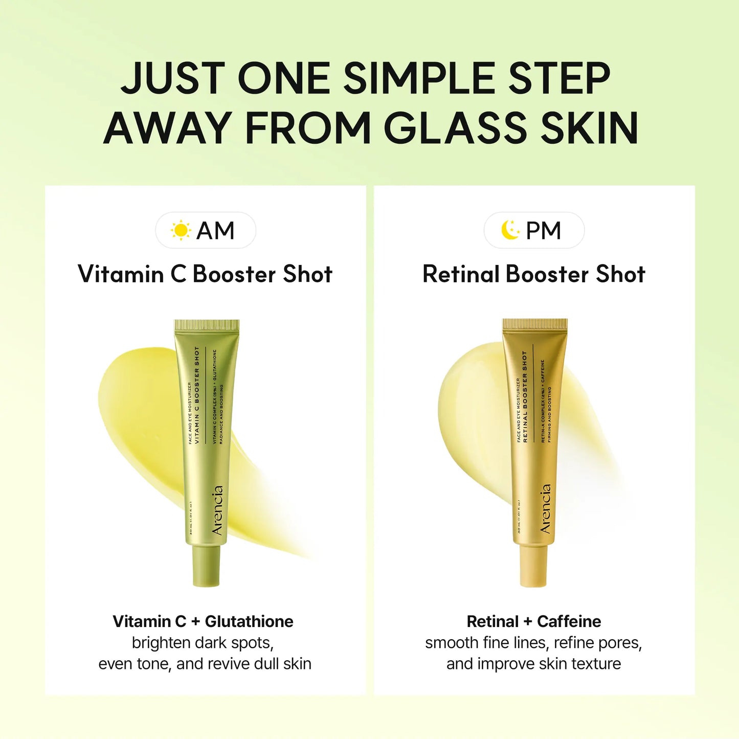 Booster Shot Skin Renewal Duo - Vitamin C & Retinal for Day and Night Brightening, Pore Minimizing, Moisturizing, and Fades Dark Spots | 1.01 Fl Oz + 1.01 Fl Oz