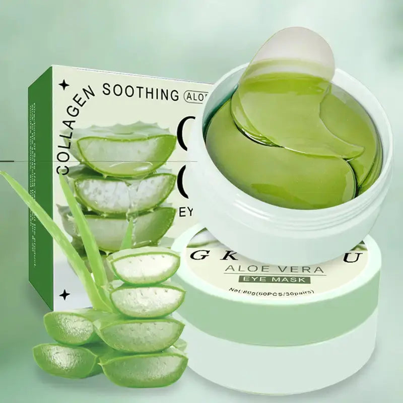 60Pcs Aloe Vera and Collagen Under-Eye Serum Gel Patches, Eye Treatment Mask for Dark Circles, Puffiness and Fine Lines, Firming Eye Mask for Eye Bags, Fragrance-Free Skincare with Natural Ingredients, Gel Packaging, Tightening Eye Patches