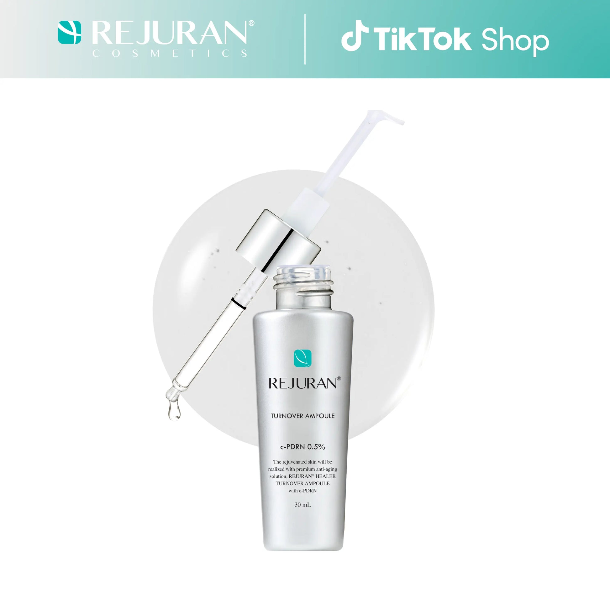REJURAN Turnover Ampoule, C-Pdrn - Anti-Aging Face Serum for Firmness, Radiance, Youthful Skin, Korean Skin Care (1.01 Fl Oz)