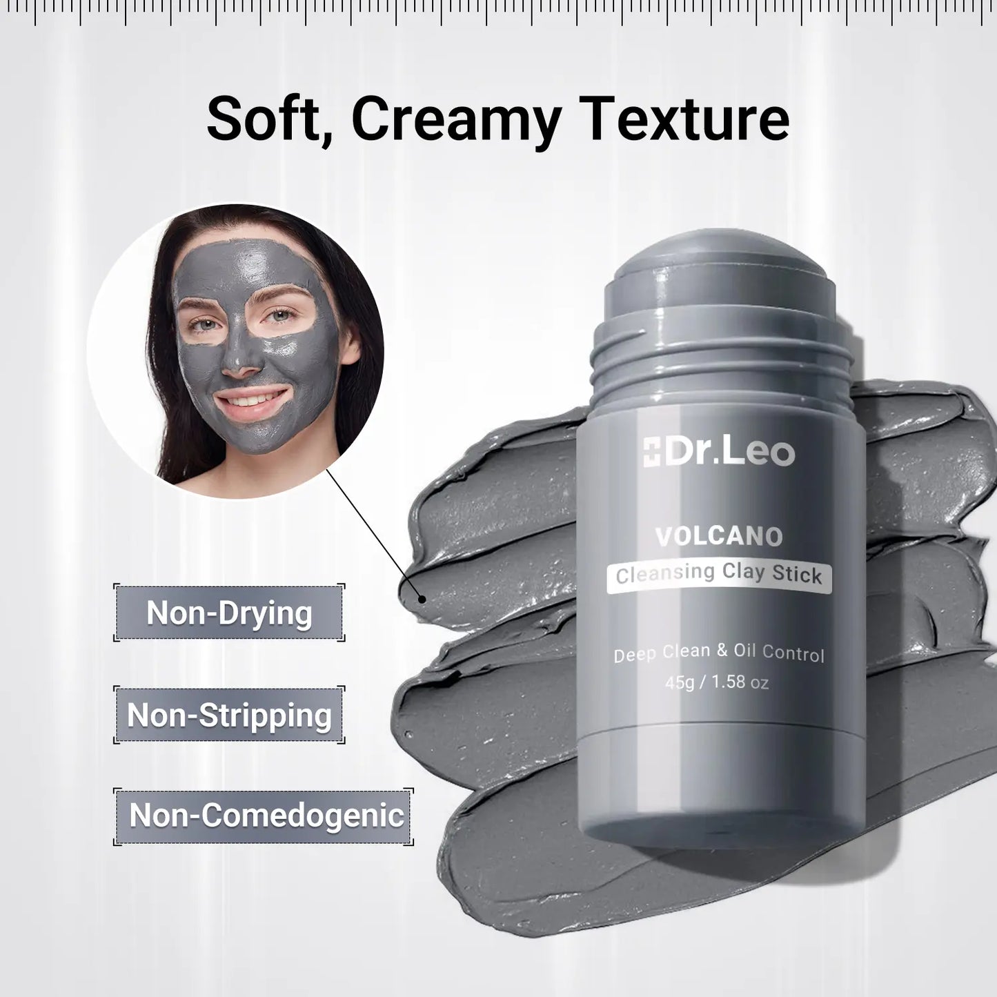 Dr.Leo Clay Mask Stick | No Mess & No Dirty Fingers | Deep Pore Cleansing, Blackhead Removal & Oil Control 45G #Summervibes
