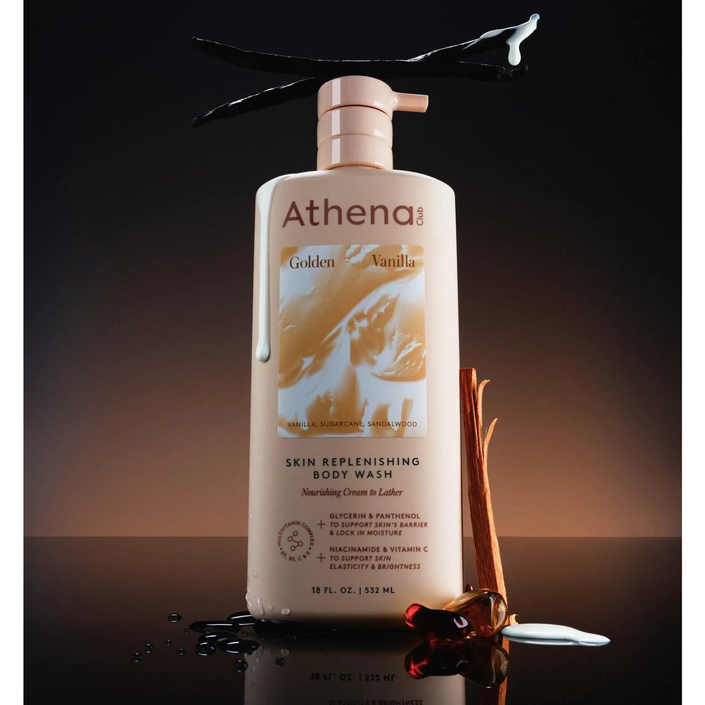 Golden Vanilla | Athena Club Skin Replenishing Body Wash | Nourishing Wash with Shea Butter & Avocado Oil for Sensitive Dry Skin