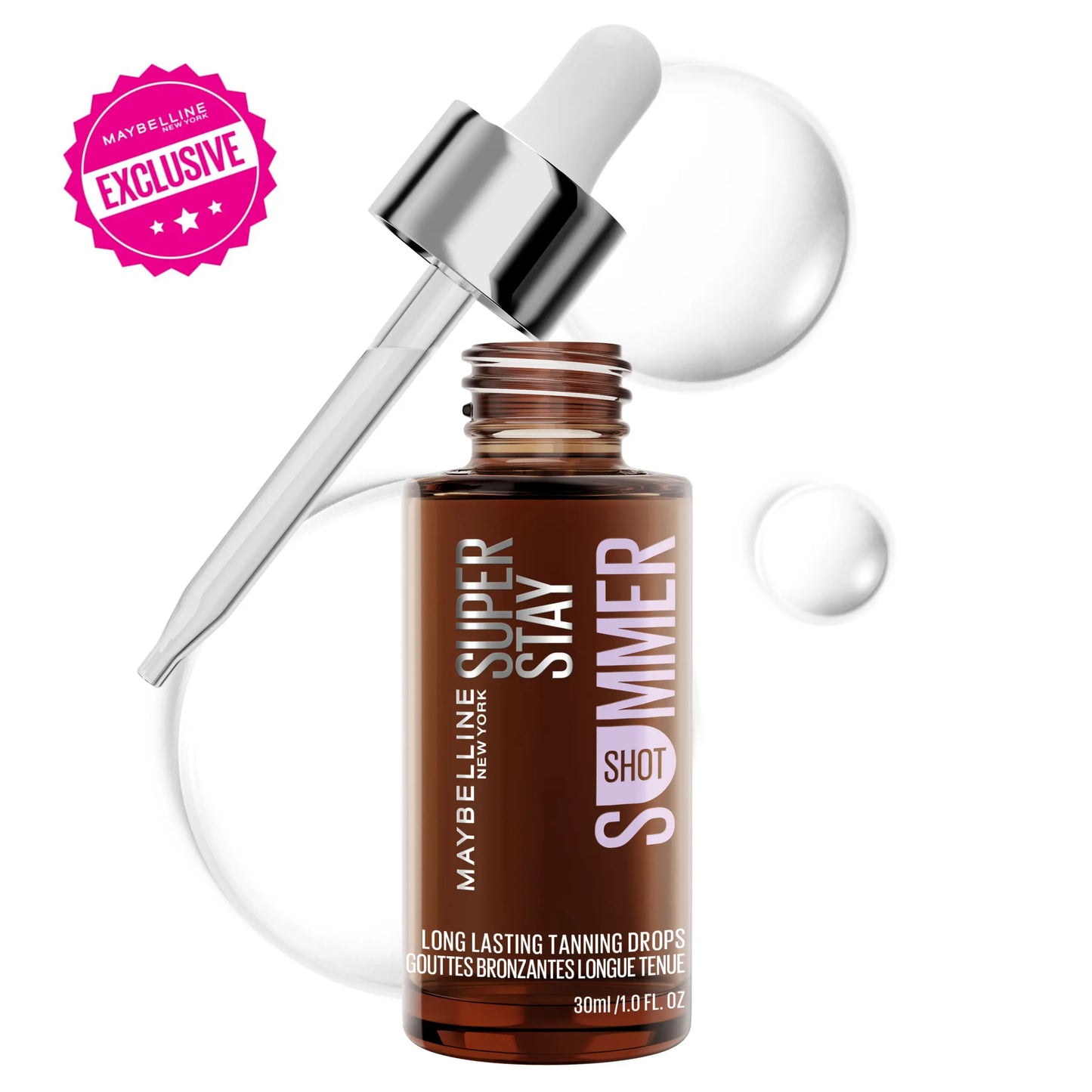 [New & Exclusive]: Summer Shot Tanning Drops, 96H Wear, Personalized Tan, Subtle to Deep, Hyaluronic Acid, Maybelline New York