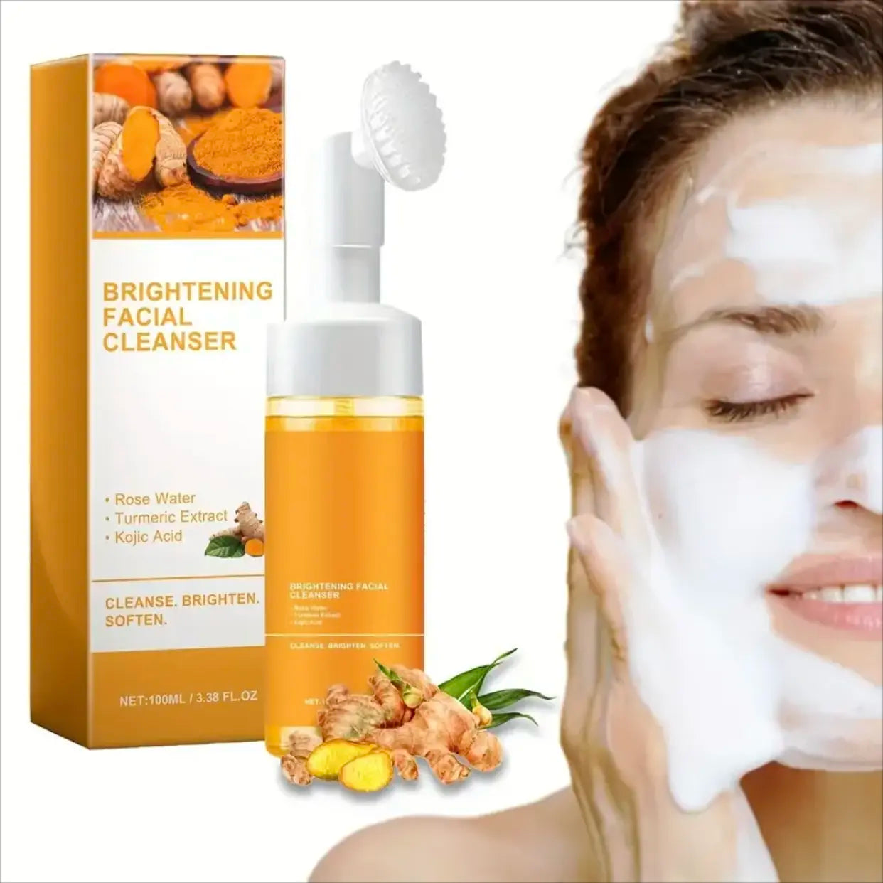 Turmeric Wash Two Piecesetturmericcleansing Mousse, Turmeric Soapfacialcleansing Skincare Facialcleansing Cleanserfacial Wash Comfort,Father'S Day Gift Soap Face Cleaner
