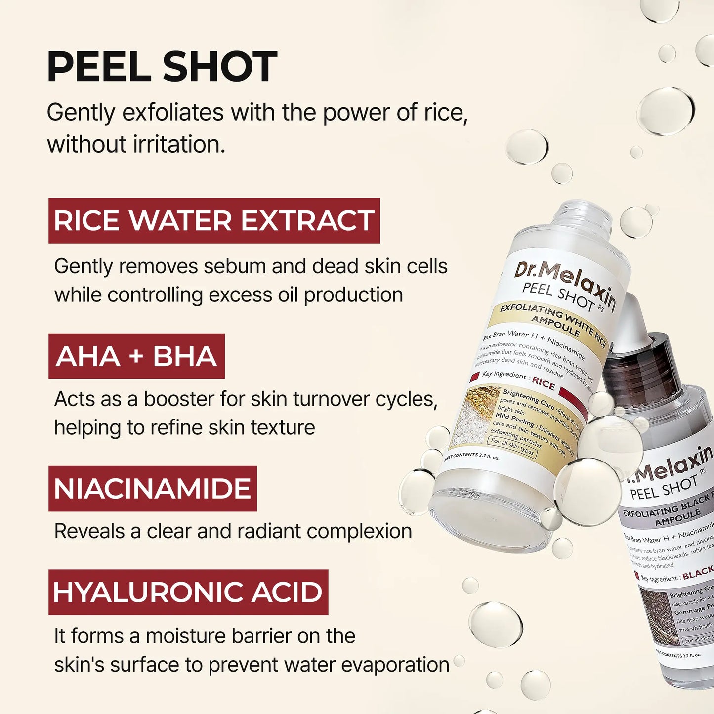 [Dr.Melaxin Official] the Ultimate Exfoliating Glow Rice Routine Set Exfoliating Glow Rice Peel Shot Facial Cleanser Pore Care Serum Skin Repair Care