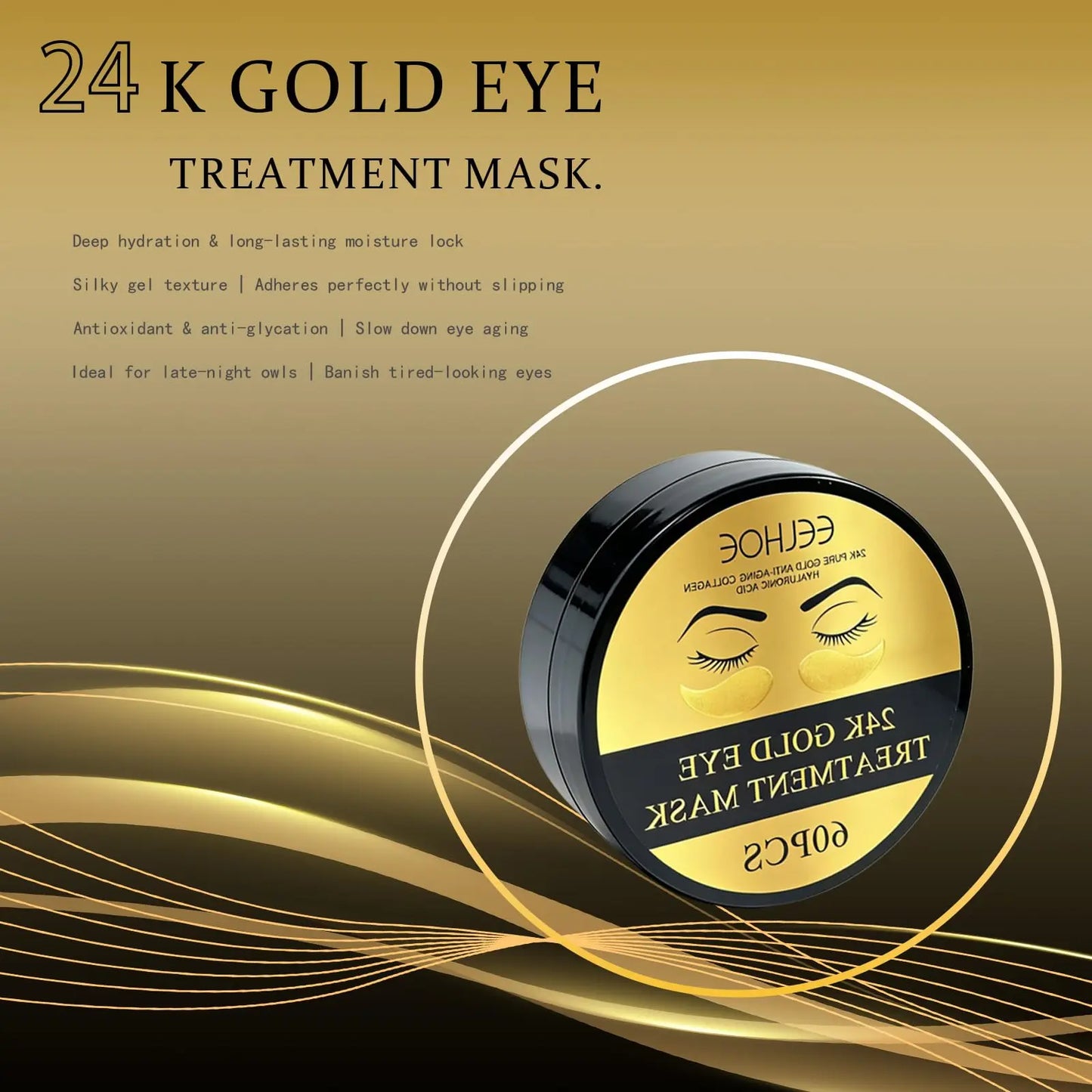 [Mothersdaygift] 24K Gold Eye Mask 60Pcs, Anti-Wrinkle Hydrating Firming under Eye Patches, Brightening Tightening Lifting Eye Skin Care Beauty Skincare Set Moisturizing