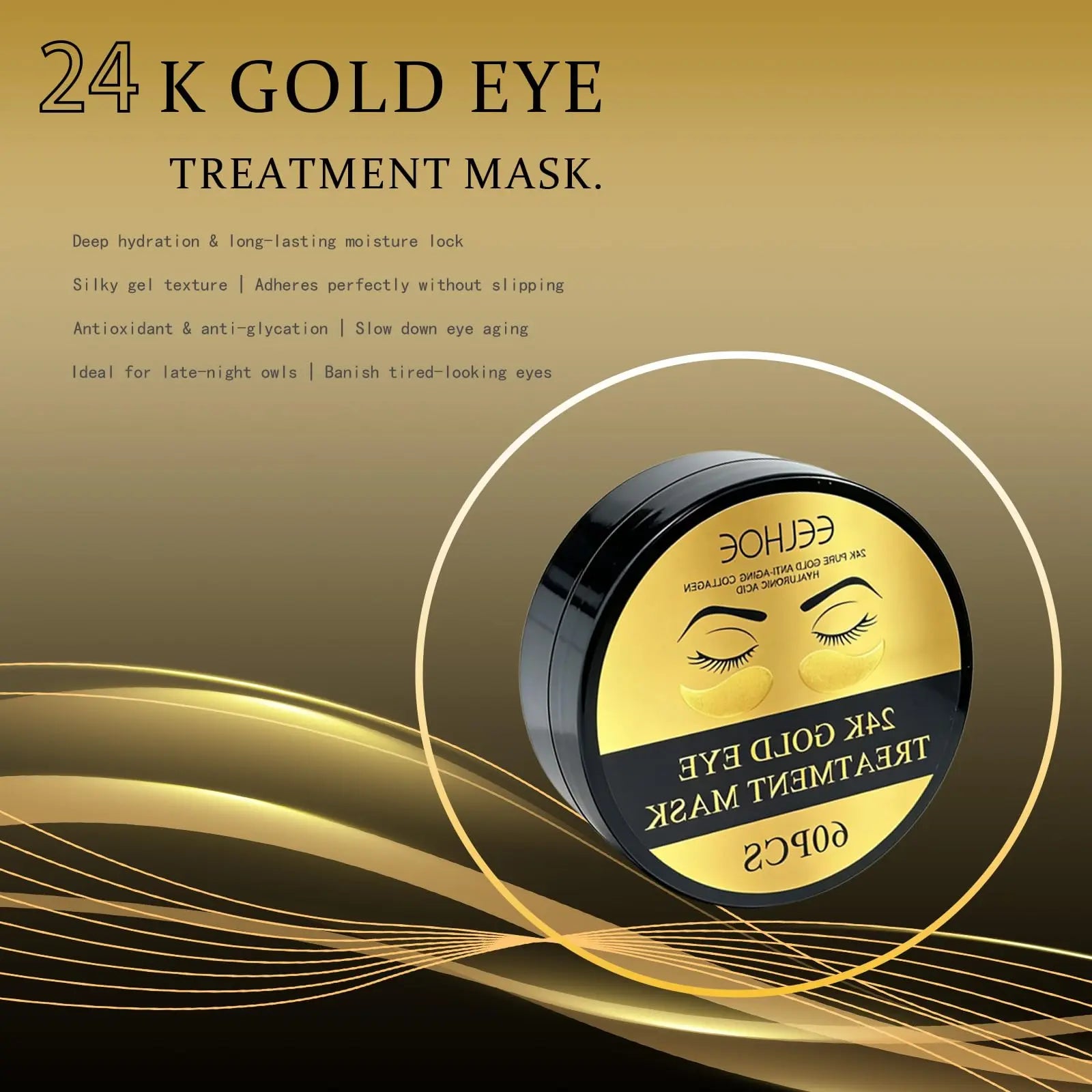 [Mothersdaygift] 24K Gold Eye Mask 60Pcs, Anti-Wrinkle Hydrating Firming under Eye Patches, Brightening Tightening Lifting Eye Skin Care Beauty Skincare Set Moisturizing