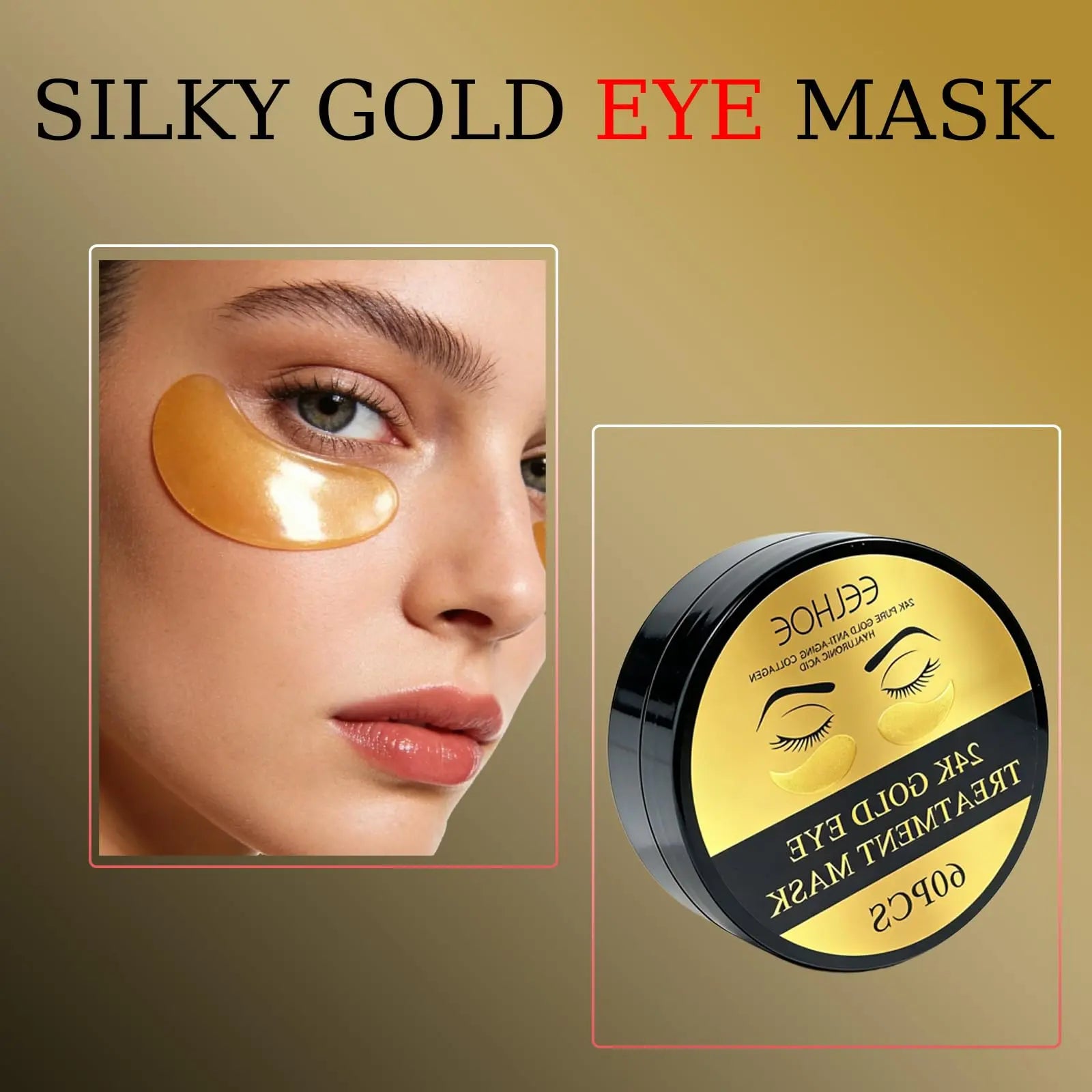 [Mothersdaygift] 24K Gold Eye Mask 60Pcs, Anti-Wrinkle Hydrating Firming under Eye Patches, Brightening Tightening Lifting Eye Skin Care Beauty Skincare Set Moisturizing