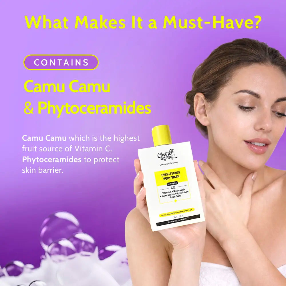 Chemist at Play Brightening Body Wash 236Ml with Camu Camu & Alpha Arbutin for Radiant Skin Repair & Even Tone Pack of 2