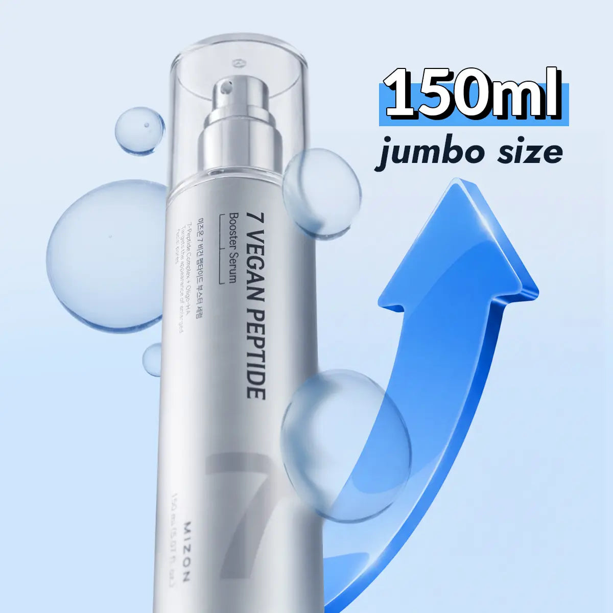 MIZON 7 Vegan Peptide Booster Serum (150Ml) – Booster Serum, Hydrating & Pore-Minimizing First-Step Serum with 7 Vegan Peptides + Niacinamide + Hyaluronic Acid | Lightweight Watery Texture | Simplifies Your Routine in One Step | Korean Skincare