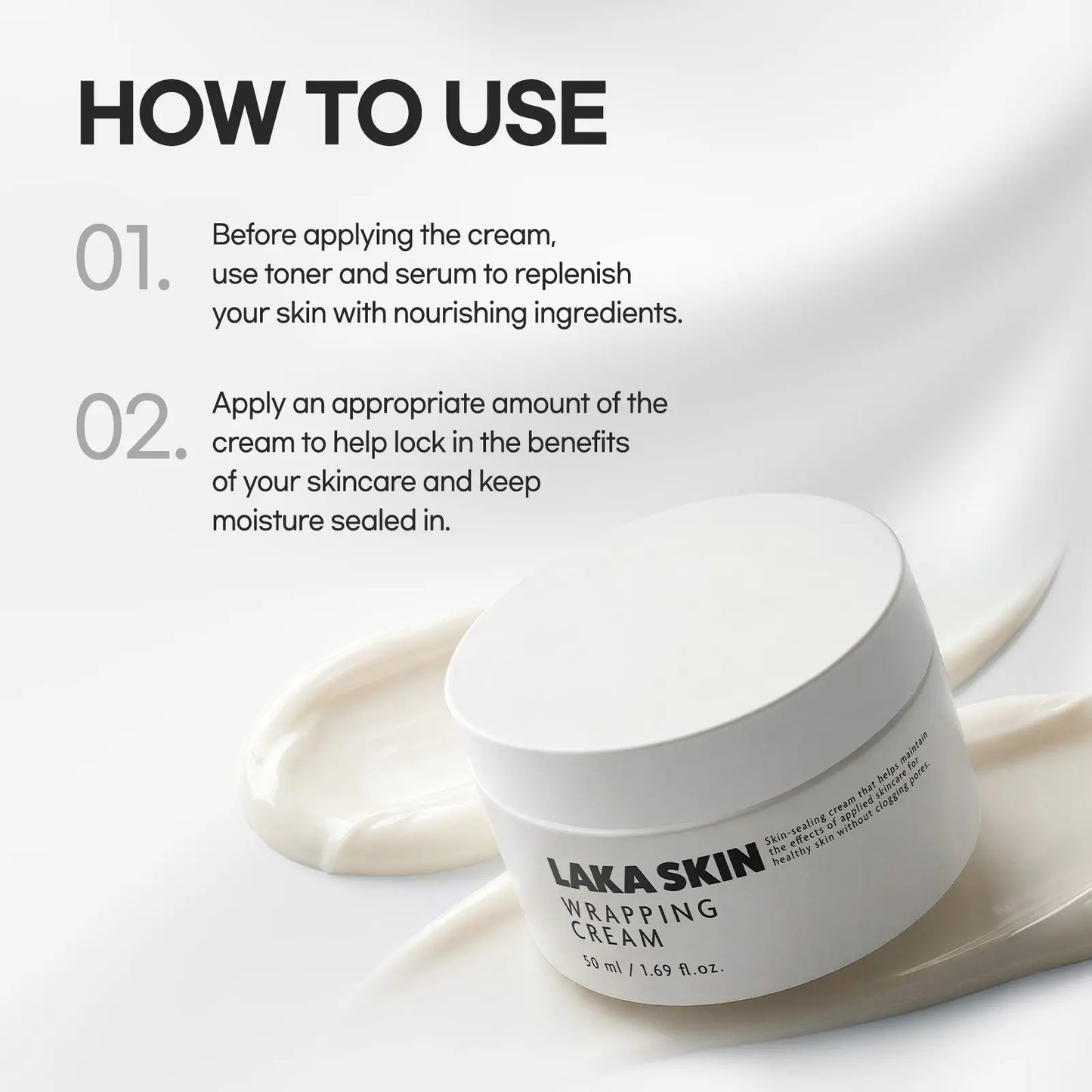 [LAKA SKIN] Wrapping CreamㅣMakeup-Prepping CreamㅣMaintains Applied Skincare Benefits, Boosts HydrationㅣCeramide, Dual PdrnㅣK-Beauty, Korean Skincare