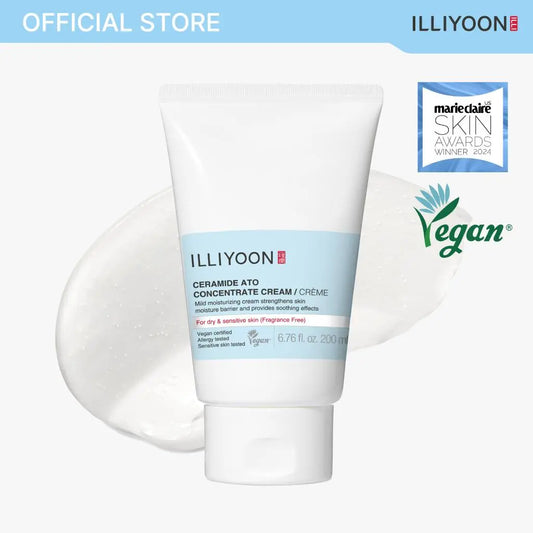 [ILLIYOON] Ceramide Ato Concentrate Cream | Moisturizer for Dry & Sensitive Skin, 100Hr Lasting Hydration, for Face & Body, Gentle for Infants, Moisture Barrier Repair, Vegan Certified, 6.76 Fl.Oz. Summervibe
