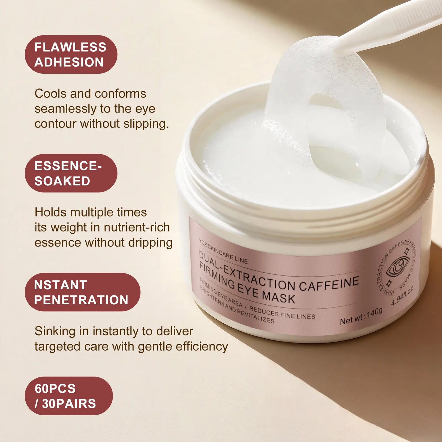 YCZ Caffeine Collagen Firming Eye Mask 60 Pieces | Target Puffiness, Dark Circles & Fine Lines for Smoother, Brighter Under-Eye Skin #Summervibes