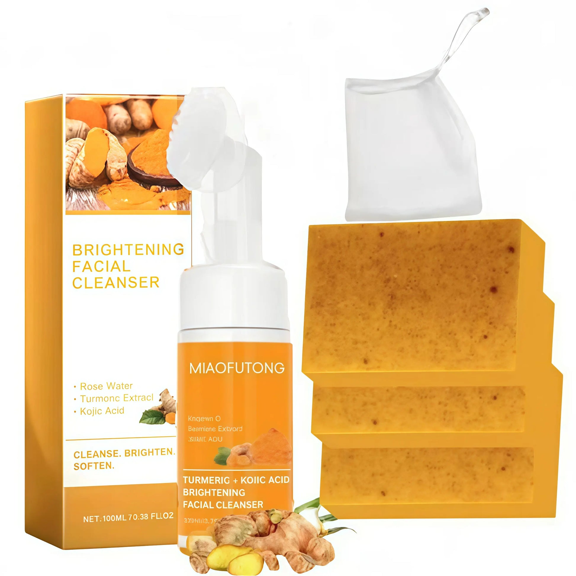 Turmeric Wash and Care Two Piecesetturmericcleansing Mousse, Turmeric Soapfacialcleansing Skincare Facialcleansing Cleanserfacial Wash