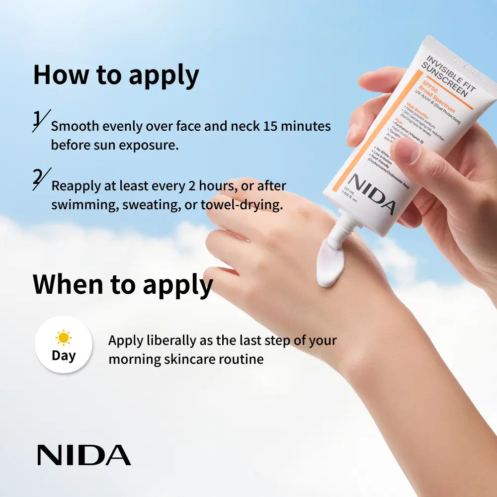 NIDA Invisible Fit Sunscreen Lightweight Spf Sensitive Facial