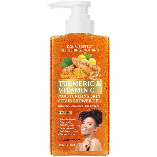 Turmeric Vitamin C Scrub Body Wash 500Ml, Gently Moisturizing and Soothing the Skin with a Long-Lasting Fragrance