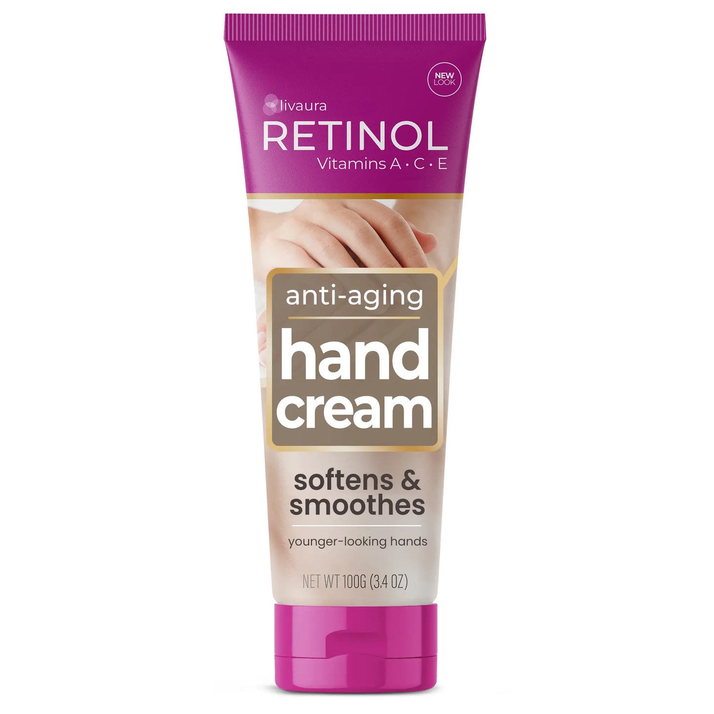 Retinol Anti-Aging Hand Cream - Vitamin a Retinol + Vitamins C & E + Green Tea Extract - Hands, Nails & Cuticles - LIVAURA