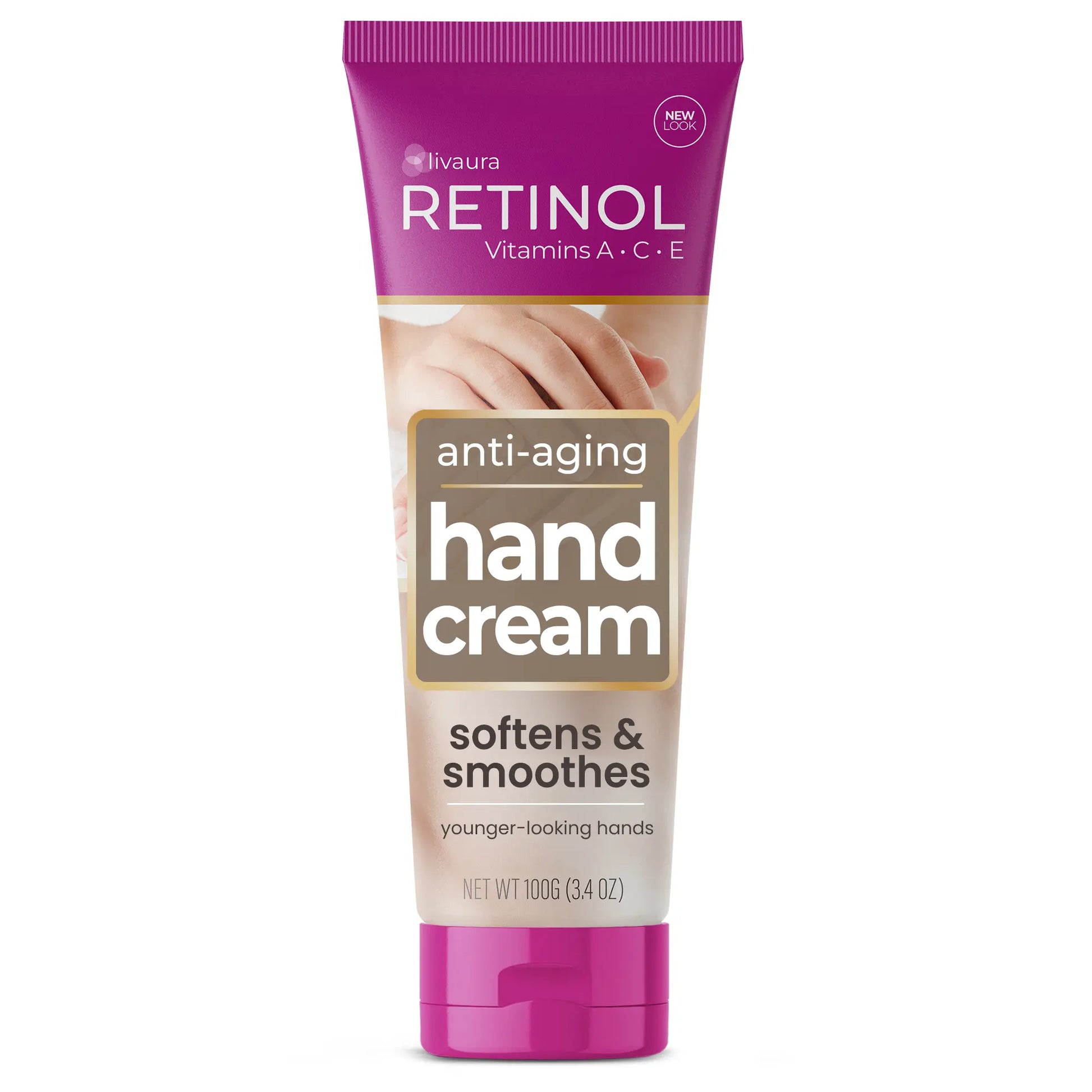 Retinol Anti-Aging Hand Cream - Vitamin a Retinol + Vitamins C & E + Green Tea Extract - Hands, Nails & Cuticles - LIVAURA