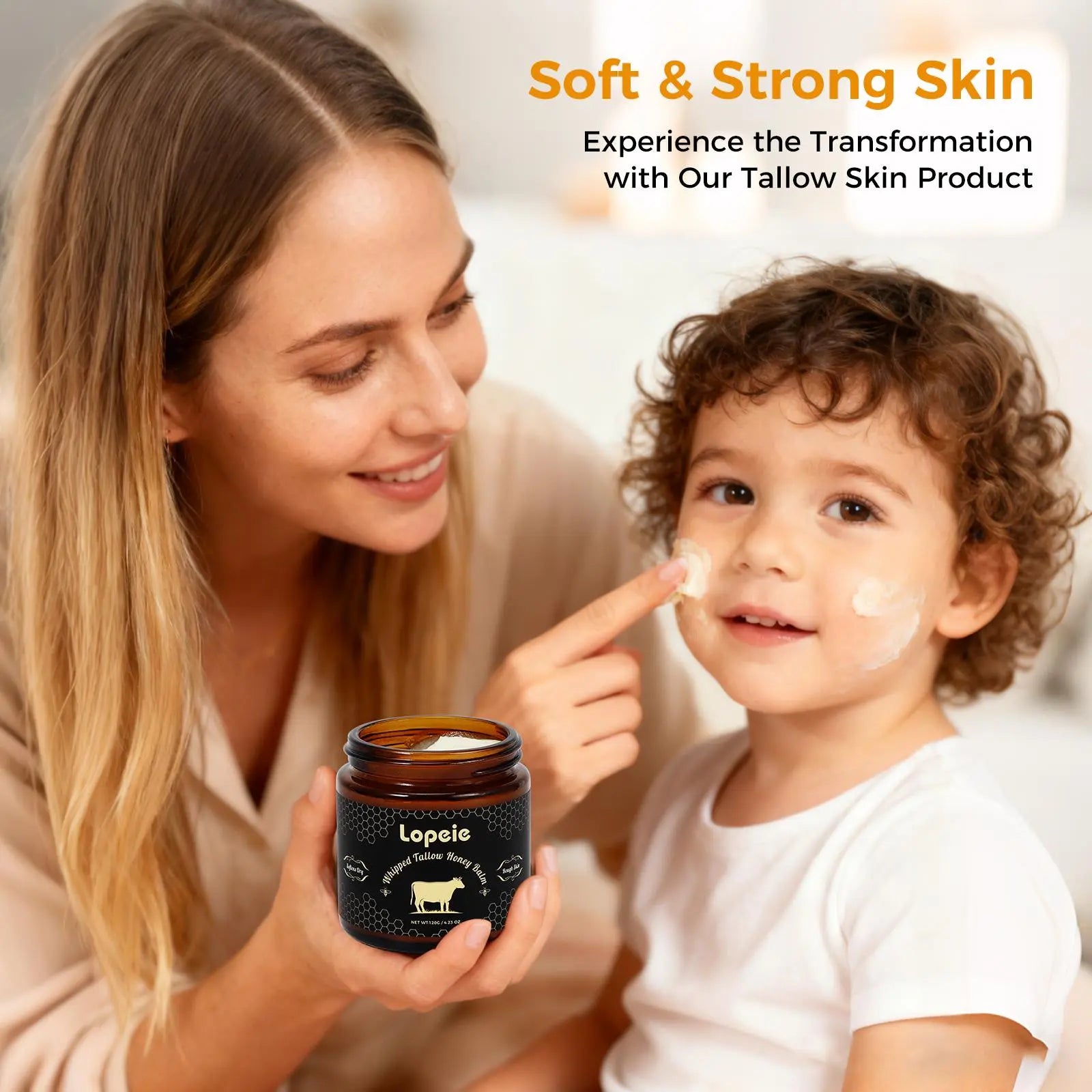 Lopeie Whipped Grass-Fed Beef Tallow Honey Balm - 4 Oz,Moisturizing Cream for Soft, Smooth Skin - Handmade All-Natural Moisturizer - Hydrating, Comfort, Moisture Boost Cream, Luminous Firming Cream, Body Care, Hydrating Dry Skin