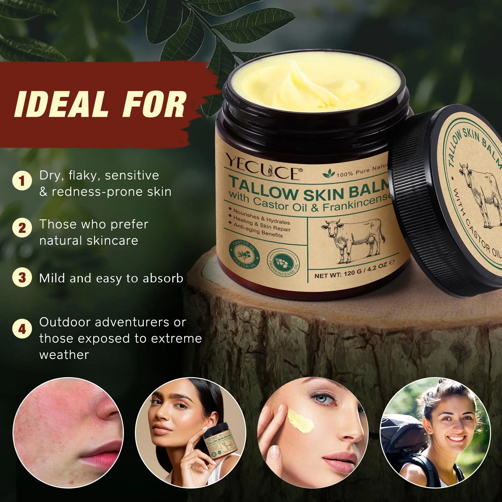 Tallow Skin Balm, Moisturizing and Hydrating Multipurpose Body Cream, Suitable for the Whole Body, Body Care Product for Women & Men #GLOBAL PICKS