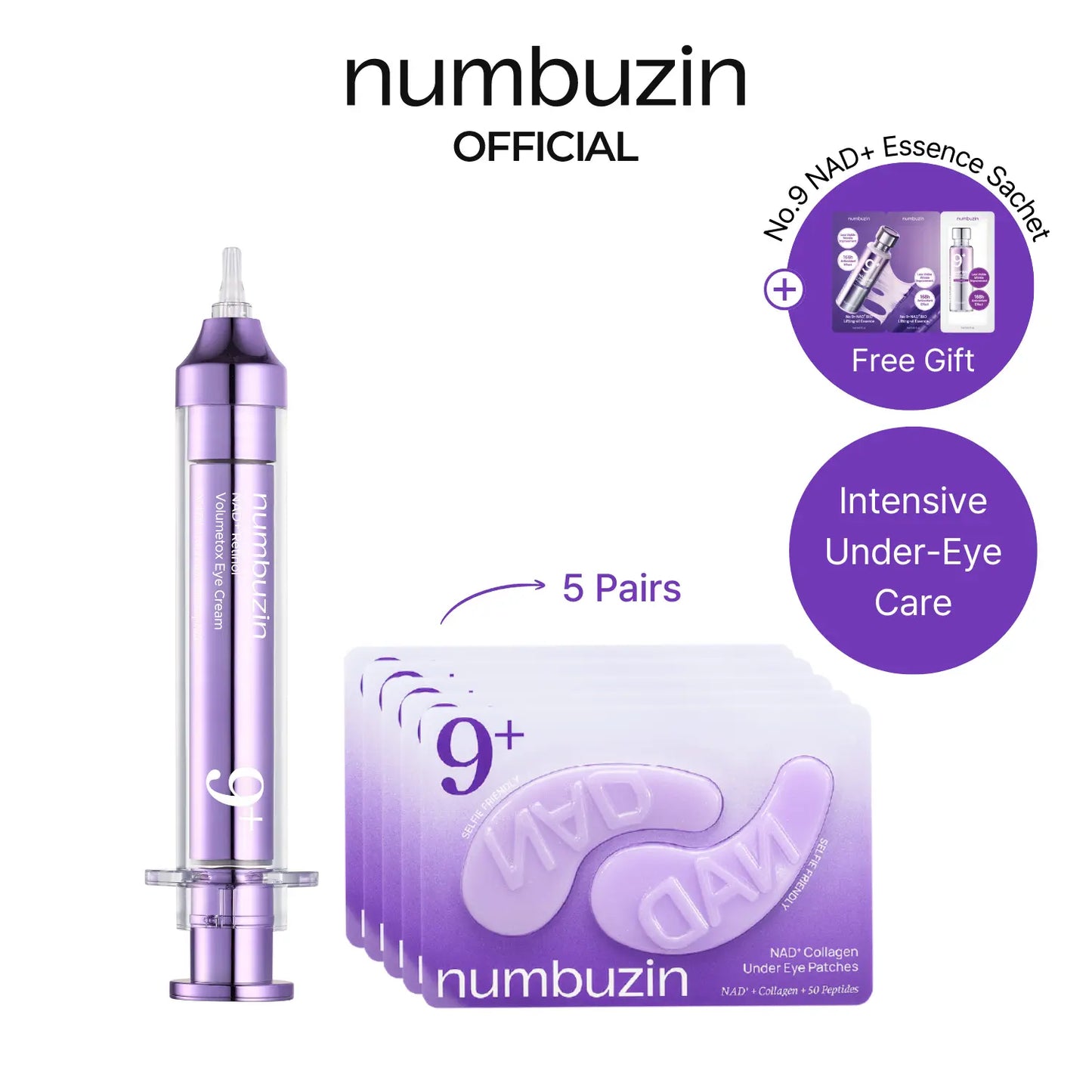 [Numbuzin Official] No.9 NAD+ Retinol Eye Cream | NAD+ Retinol Volumetox Eye Cream | Firming, Wrinkles, Fine Lines, Dark Circles, Puffy Eye Bags | Retinol, Peptides, Niacinamide | Undereye Treatment Serum | 0.33 Fl. Oz.