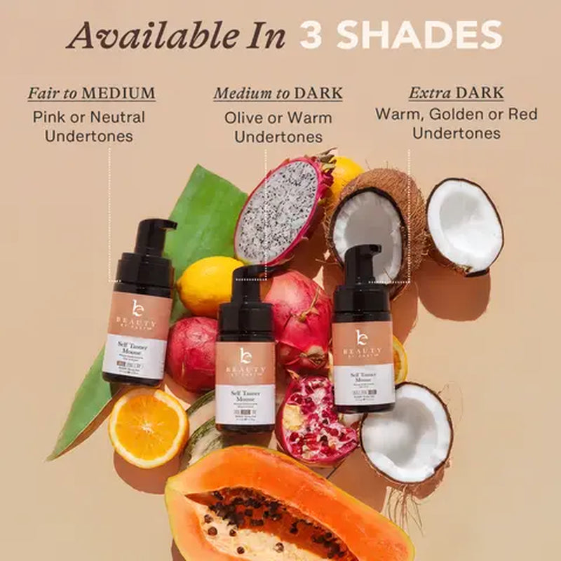 Beauty by Earth Self Tanner Body Mousse Travel Size - Best Gradual Self Tanner Clean Ingredients USA Made Cruelty Free Safe Tanning Foam Sunless Golden Streak Free Fake Tan Skincare Lightweight