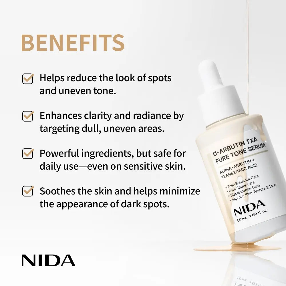 NIDA Alpha-Arbutin TXA Pure Tone Serum Dark Spots Skin Tone Glow