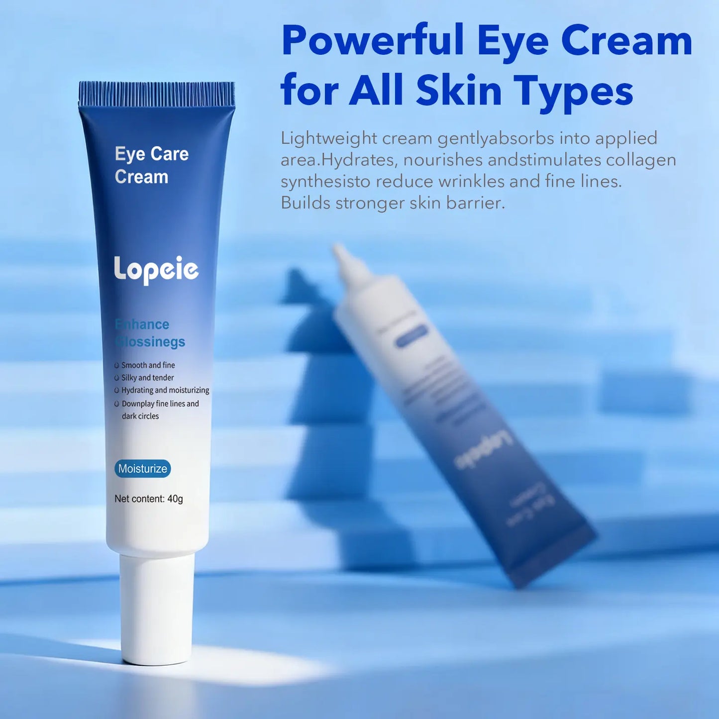 Lopeie Eye Cream with Hyaluronic Acid, Caffeine, Peony Seed Oil & 5-Peptide Complex – Hydrates, Brightens & Reduces Puffiness