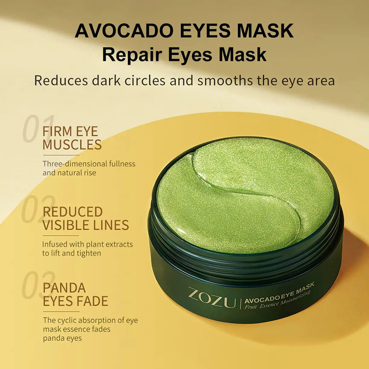 【Mother'S Day Gift】3Pcs Avocado Moisturizing Eye Bagmask,60Pcs/Set under Eye Mask,Soothing and Relaxing Eye Care，Eye Care Product for Dark Circleseye Bags, Skin Care Products Moisturizer Comfort