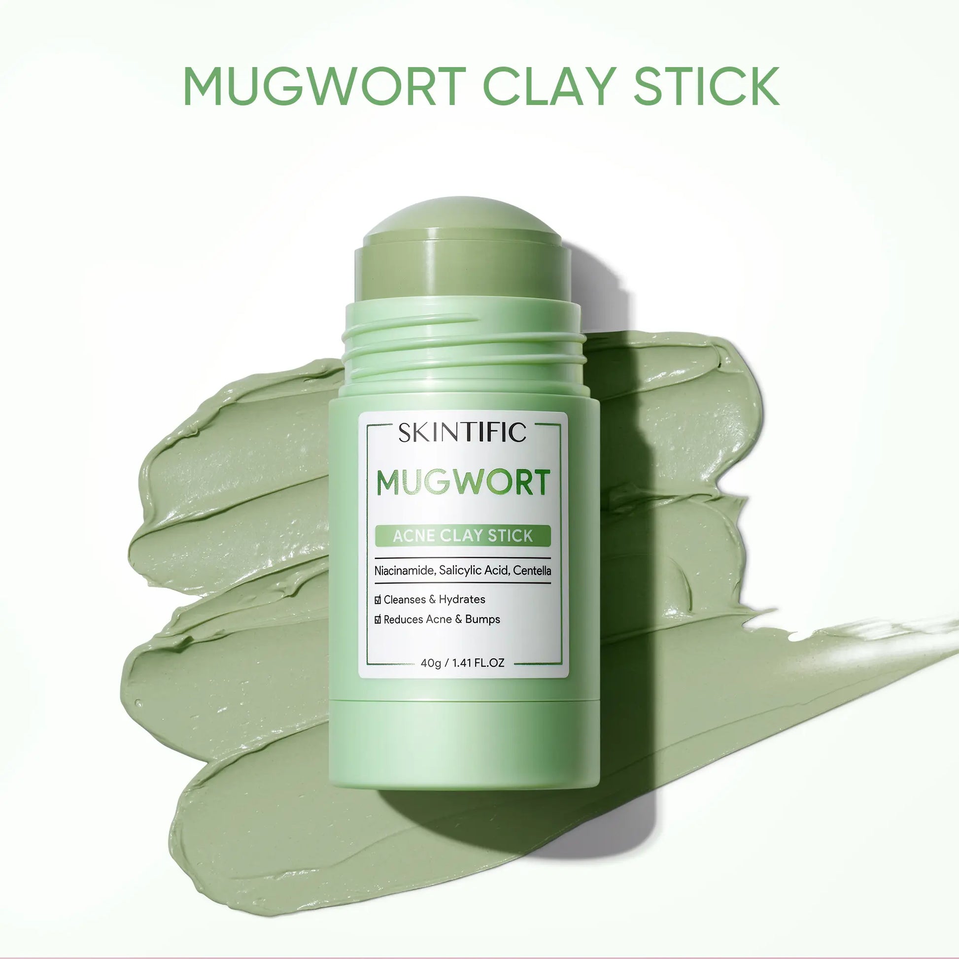 [New Launch] SKINTIFIC Mugwort Acne Clay Mask Stick Niacinamide Salicylic Acid Centella Soothing Oil Control