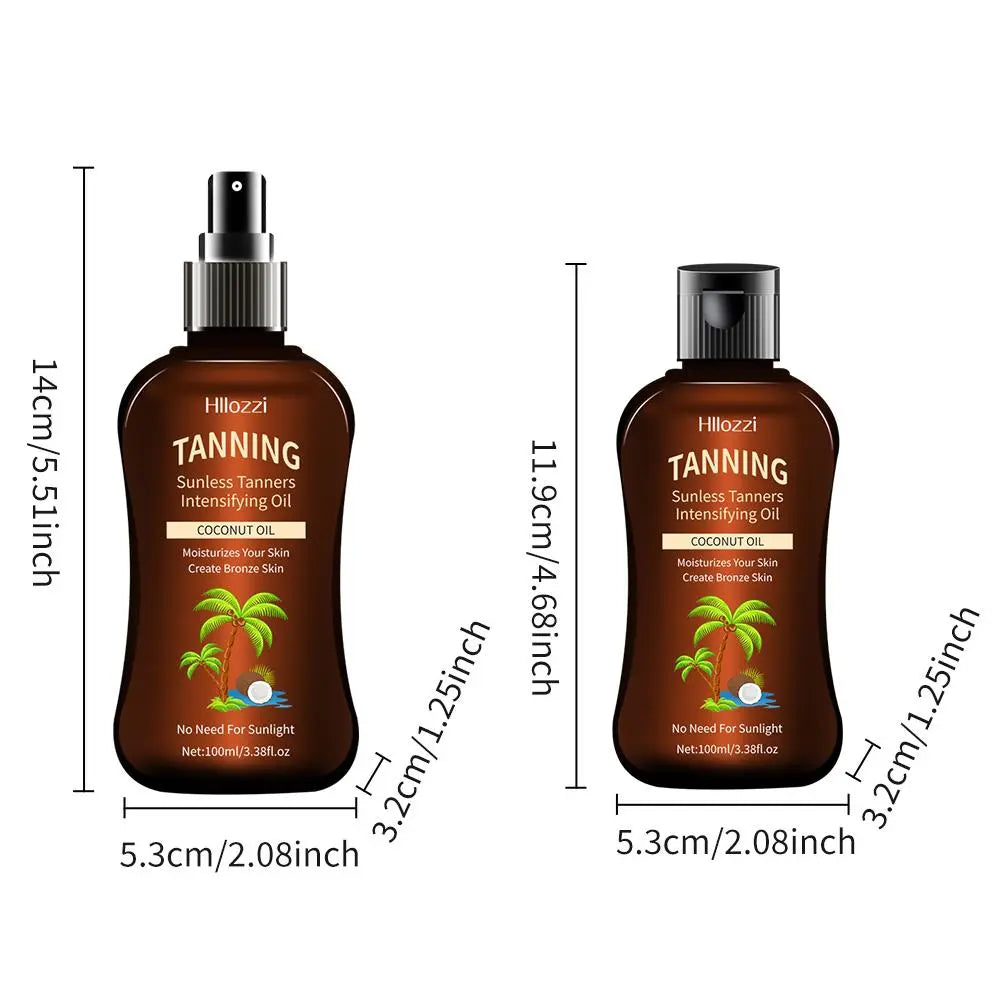 Coconut Tanning Oil, 1 Box of Moisturizing, Hydrating Body Tanning Moisturizer Self Tanner, Nourishing Oil, Non-Greasy Body & Face Tanning Oil, Skin Care Product for Women & Men, Sunless Tanning Oil
