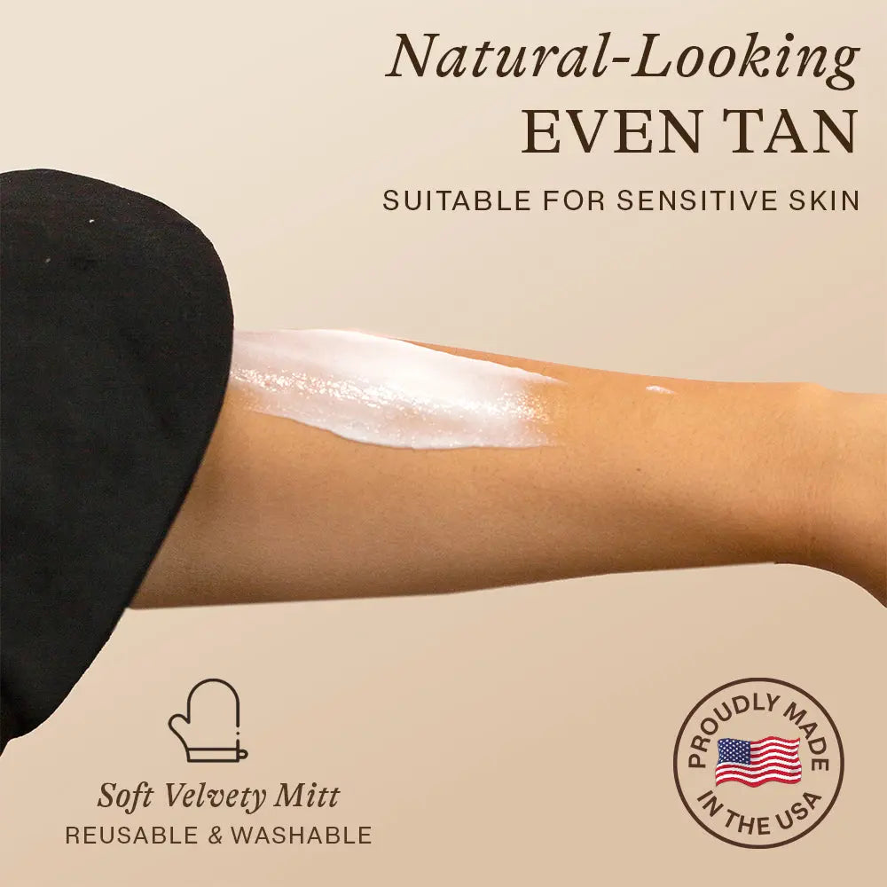 Beauty by Earth Self Tanner Lotion Discovery Kit - Sunless Tanning Travel Size Lotion with Applicator Mitt for First-Timers, Sensitive Skin Streak-Free Bronze Moisturizing Tan with Aloe Vera