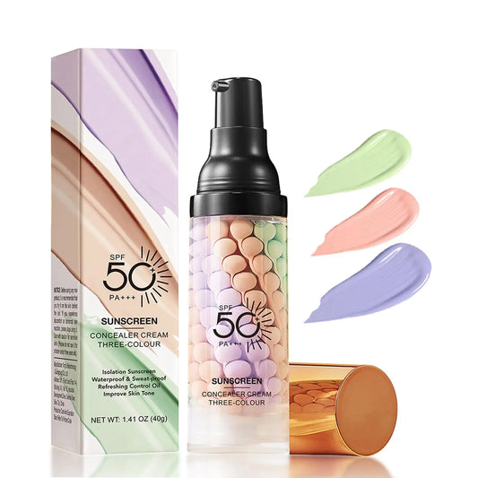 3 in 1Primer for Face before Makeup,Sunscreen Isolation Cream, SPF 50, One Step Color Corrector Face Primer, Blurs Imperfections Oil Control & Moisturizing Skin Tone Correcting,Radiance Skin