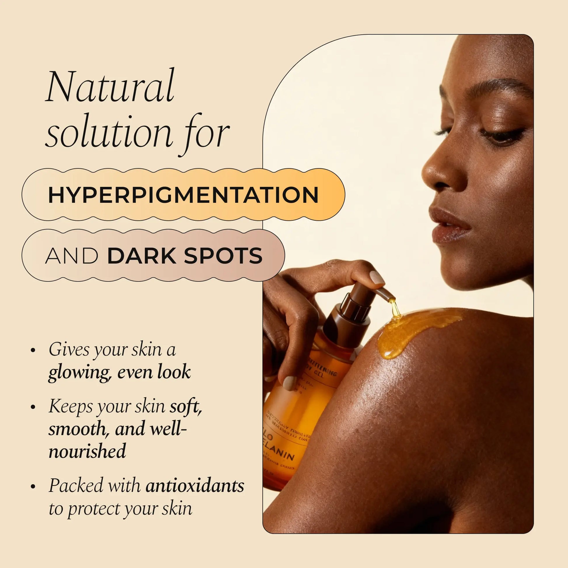 Glo Melanin Brightening Body Oil with Turmeric Grapeseed Oil & Vitamin E for Dark Spots Hyperpigmentation 240Ml Nourishing Care
