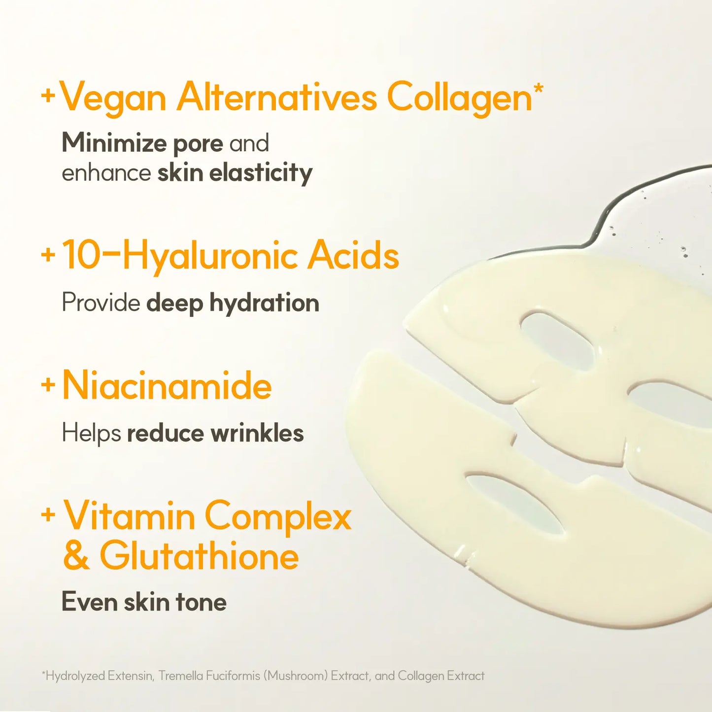 [THE FACE SHOP] Vita-Toning Vegan Collagen Face Mask (4EA) - Hydrogel Mask for Moisturizing, Niacinamide, Glass Skin, Pore Elasticity, Glass Skin, Korean Skin Care