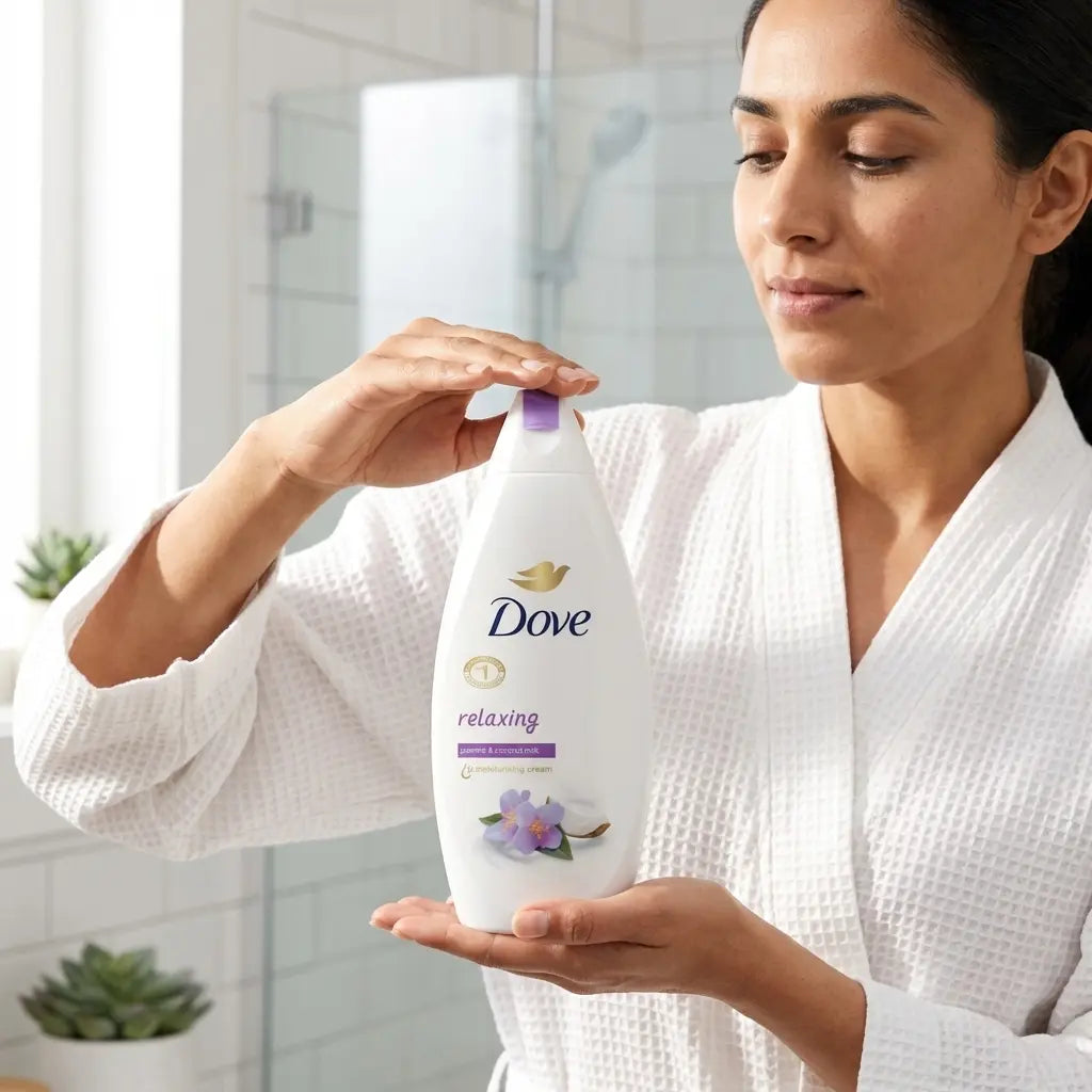 Dove Body Wash Relaxing Jasmine & Coconut Milk (5 Pack) 15.2Oz / 450Ml - 1/4 Moisturizing Cream & Plant Based