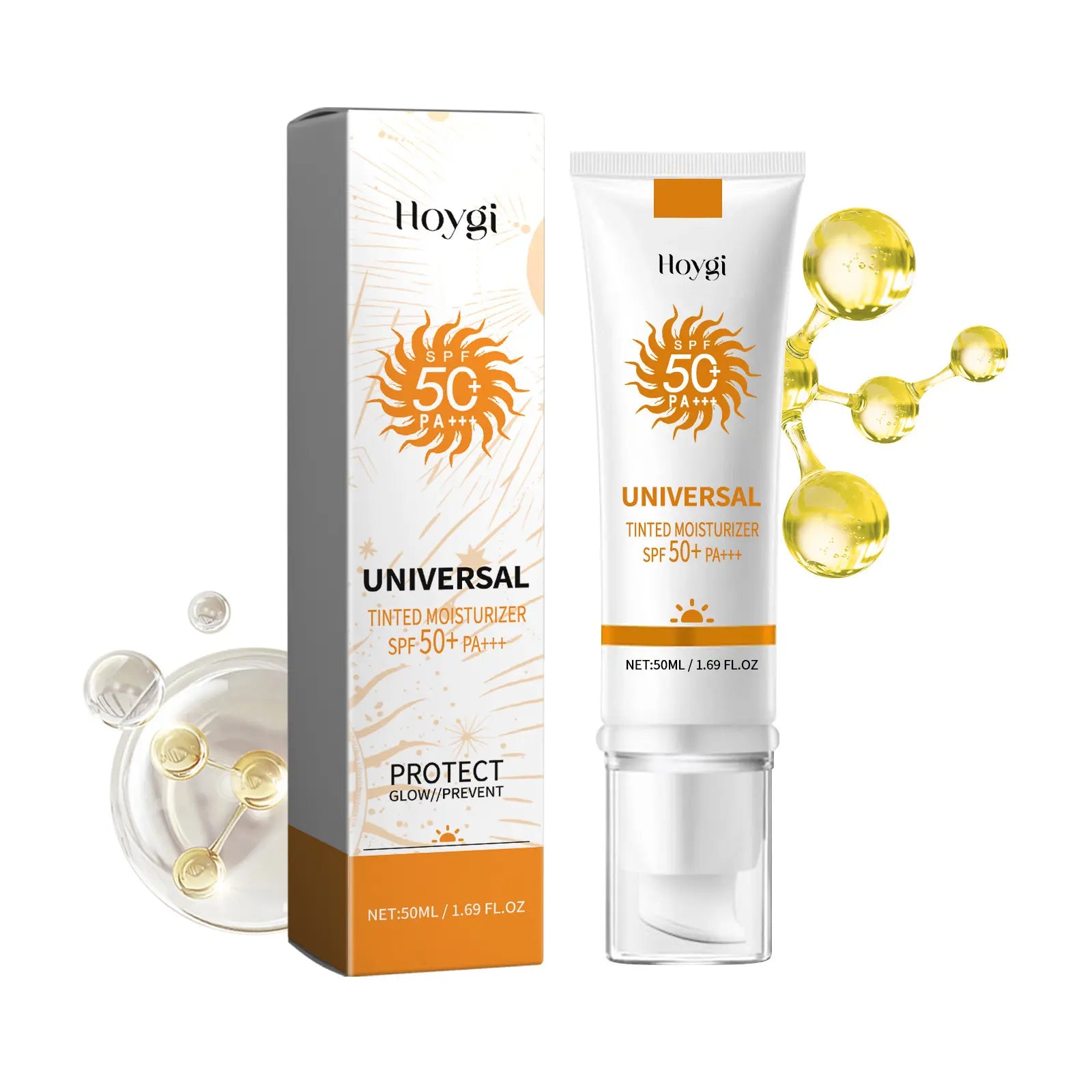 Sunscreen to Prevent Sunburn and Tanning, Universal Tinted Face Moisturizer Sunscreen, SPF 50 PA+++, Water Resistant and Non-Greasy,For All Type Skin Facial Skincare