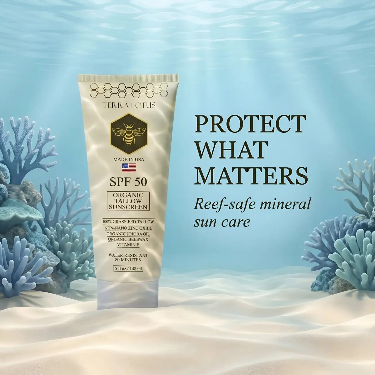 Organic Tallow Sunscreen - Natural Mineral Sunscreen SPF 50 - Safest Organic Natural Tallow & Zinc Oxide Sunblock | Reef Safe, Clean Non-Greasy Formula for Face and Body Skin Repair Skin Repair