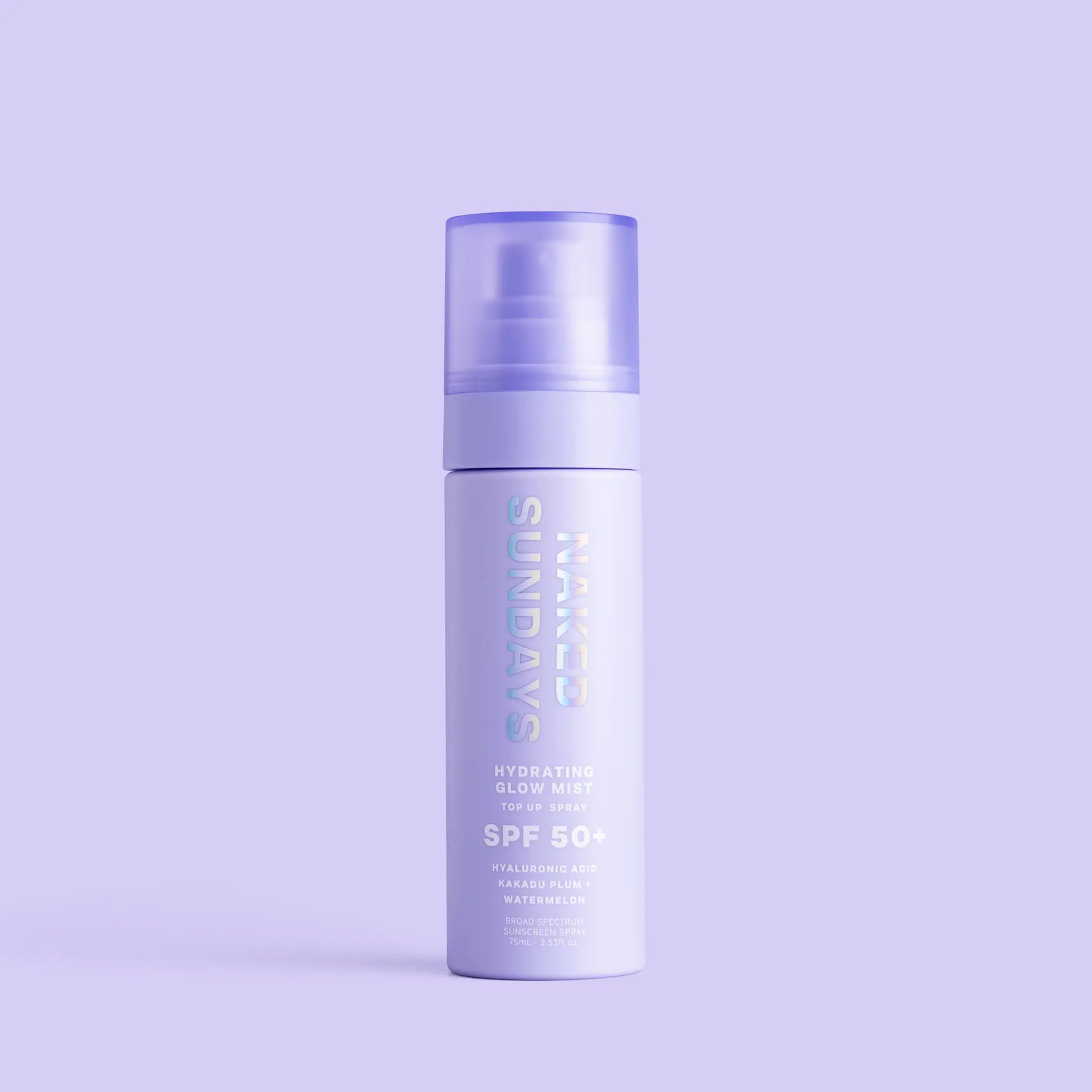 Naked Sundays SPF50+ Hydrating Glow Mist Setting Spray Sunscreen Infused with Hyaluronic Acid & Watermelon Extract for Glass Skin Glow
