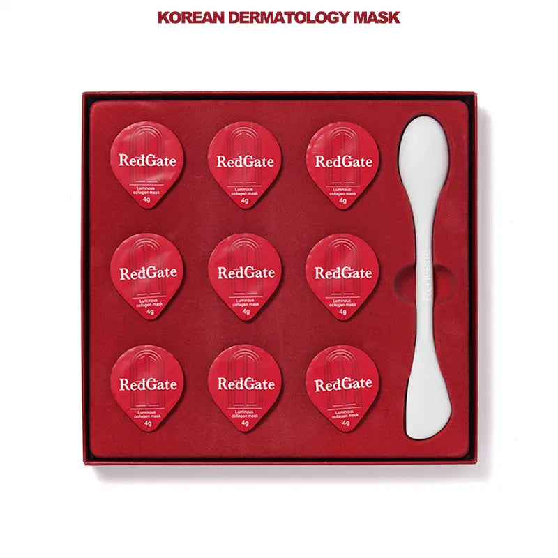 Redgate Korean Dermatology Luminous Collagen Mask (9Ea) |Deep Collagen Power Boosting Mask | Tear-Off Facial Mask for Firm Skin Repair