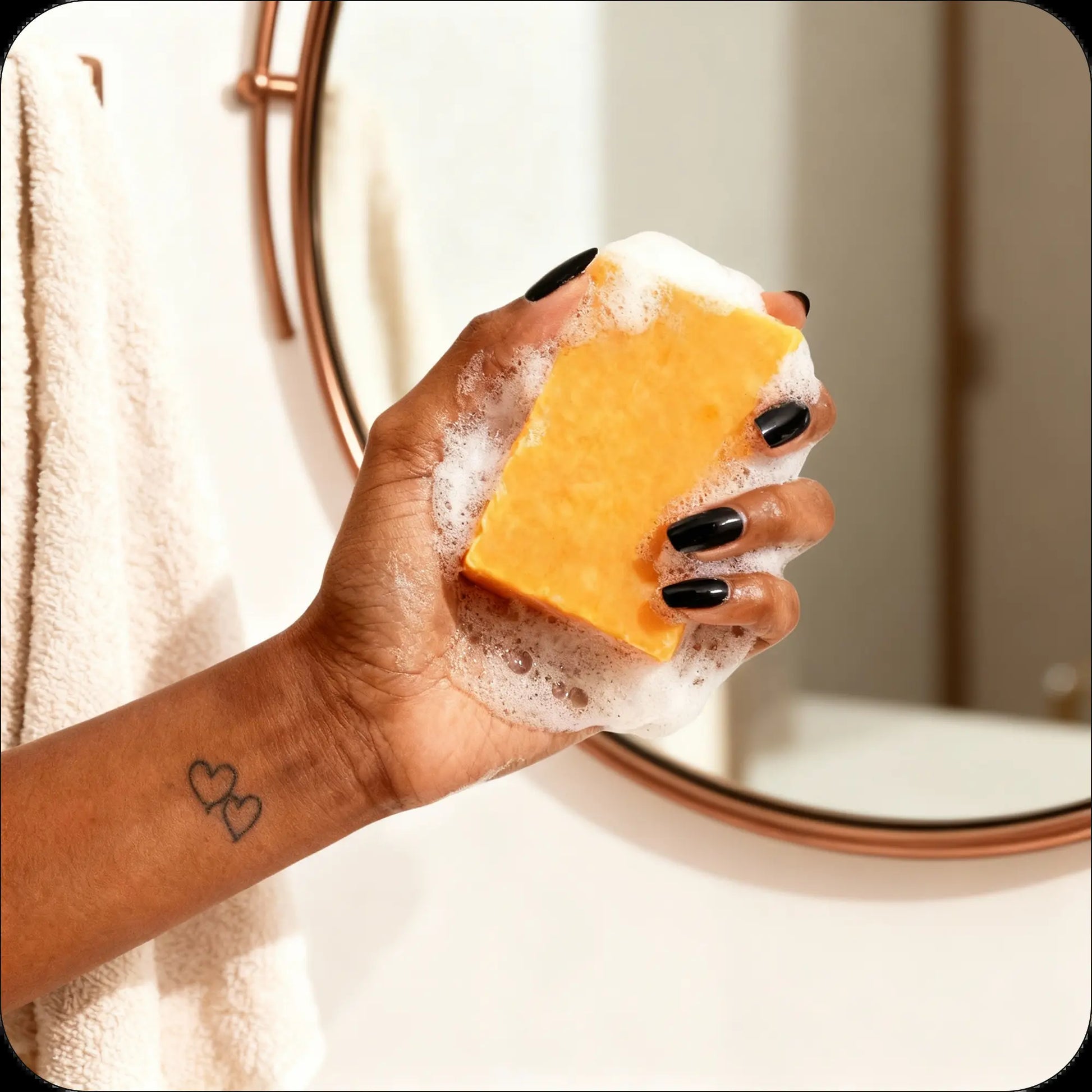 Glo Melanin Turmeric Brightening Soap, Body & Facial Cleansing for Dark Spots & Hyperpigmentation, with Vitamin C, Alpha Arbutin, Oat, 130Ml