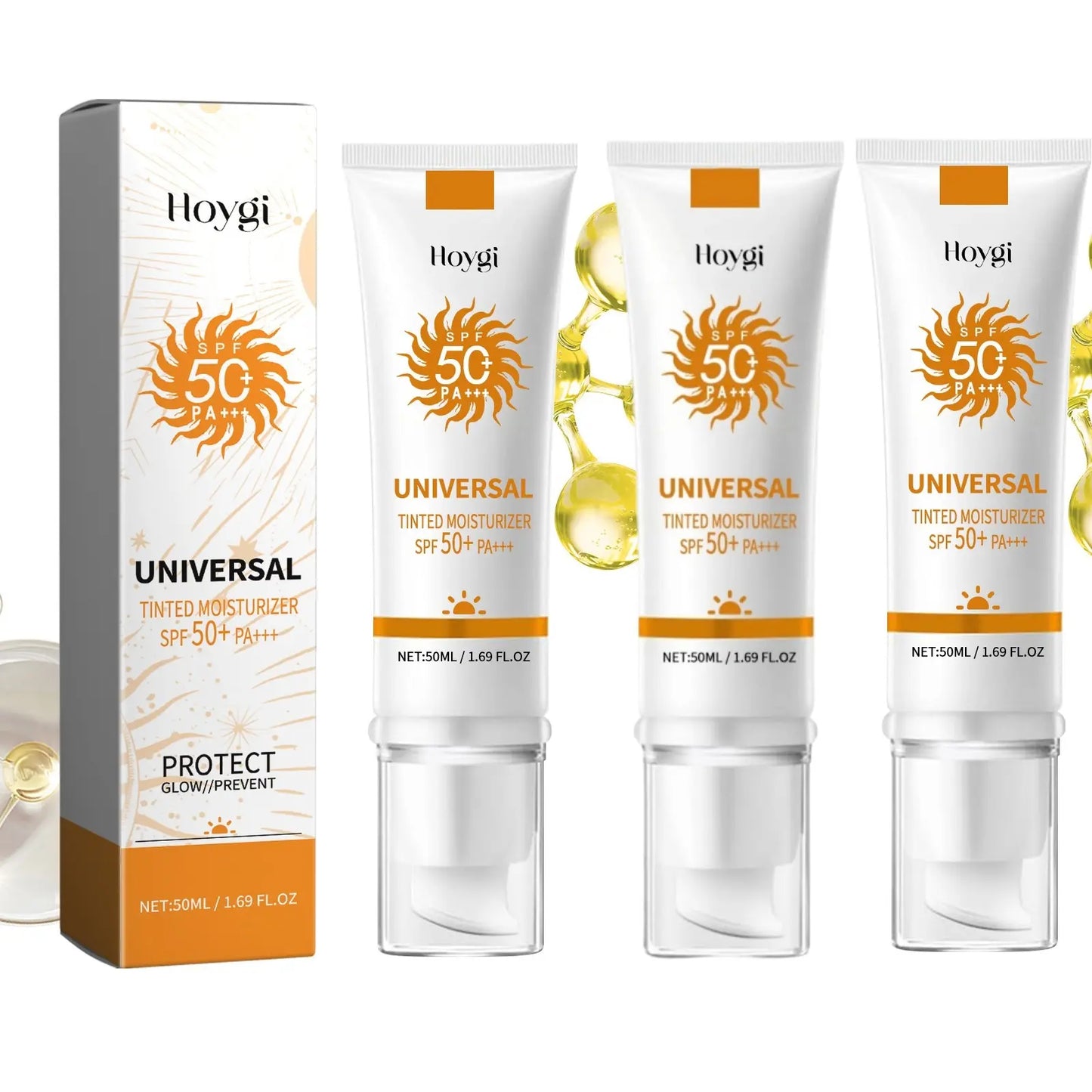 Sunscreen to Prevent Sunburn and Tanning, Universal Tinted Face Moisturizer Sunscreen, SPF 50 PA+++, Water Resistant and Non-Greasy,For All Type Skin Facial Skincare