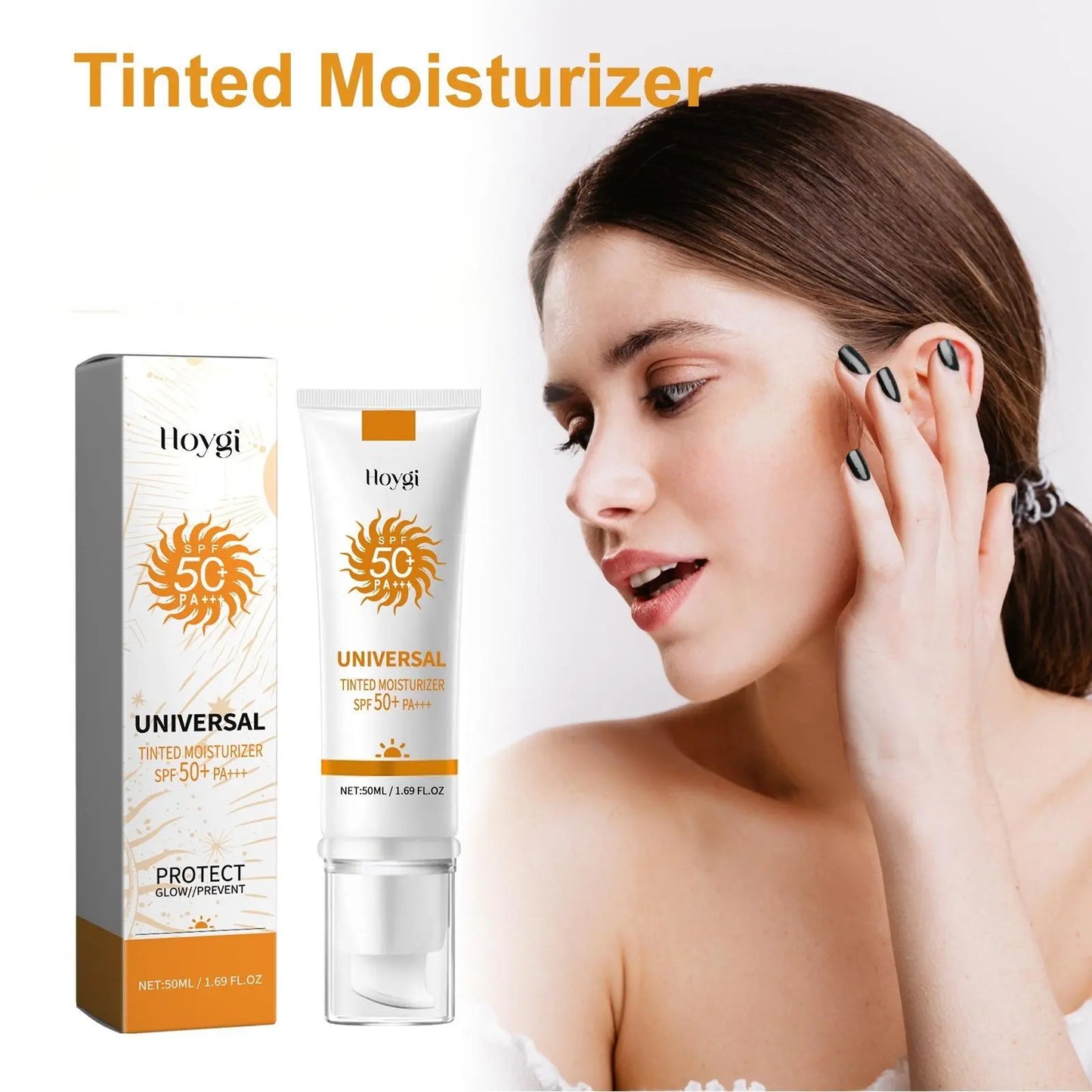 Sunscreen to Prevent Sunburn and Tanning, Universal Tinted Face Moisturizer Sunscreen, SPF 50 PA+++, Water Resistant and Non-Greasy,For All Type Skin Facial Skincare