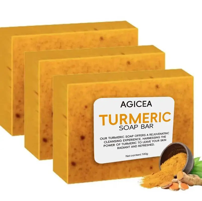 Lemon Turmeric 3Pcs Kojic Acid Soap - Gentle Dark Spot Remover for Face Acne Cleanser Cream Cleansing Turmeric Soap Face Facial Skincare Radiant Comfort