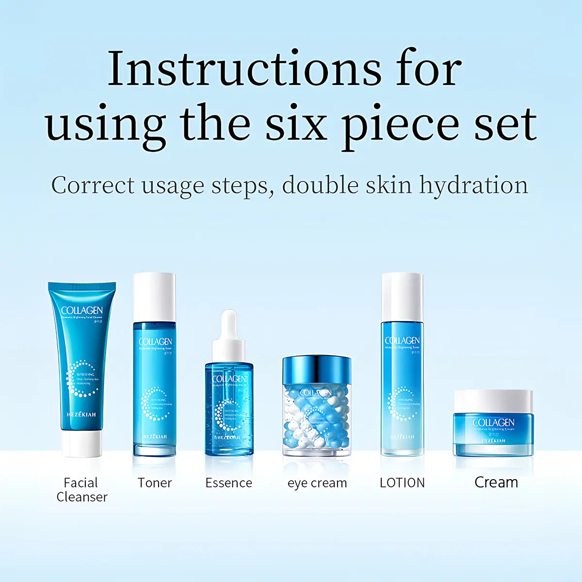 Collagen Moisturize Anti-Aging Six Piece Set,Anti-Aging Moisturizing Hydrating,Skin Care Kits,Firming Skin